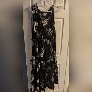 Black Floral Pattern Maxi Dress